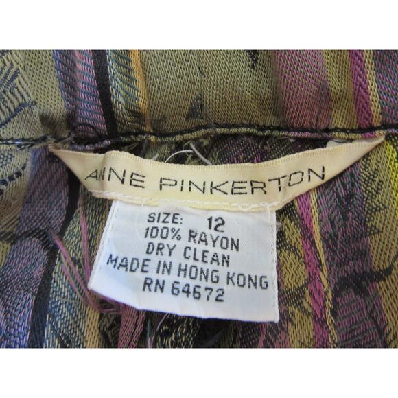 ANNE PINKERTON Multicolor Floral Tapered Leg 12 Pleated Side Pockets Pants JE - Picture 3 of 3